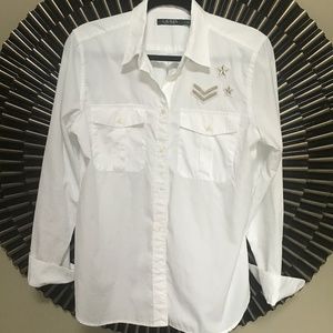 Lauren Ralph Lauren White Embellished Shirt